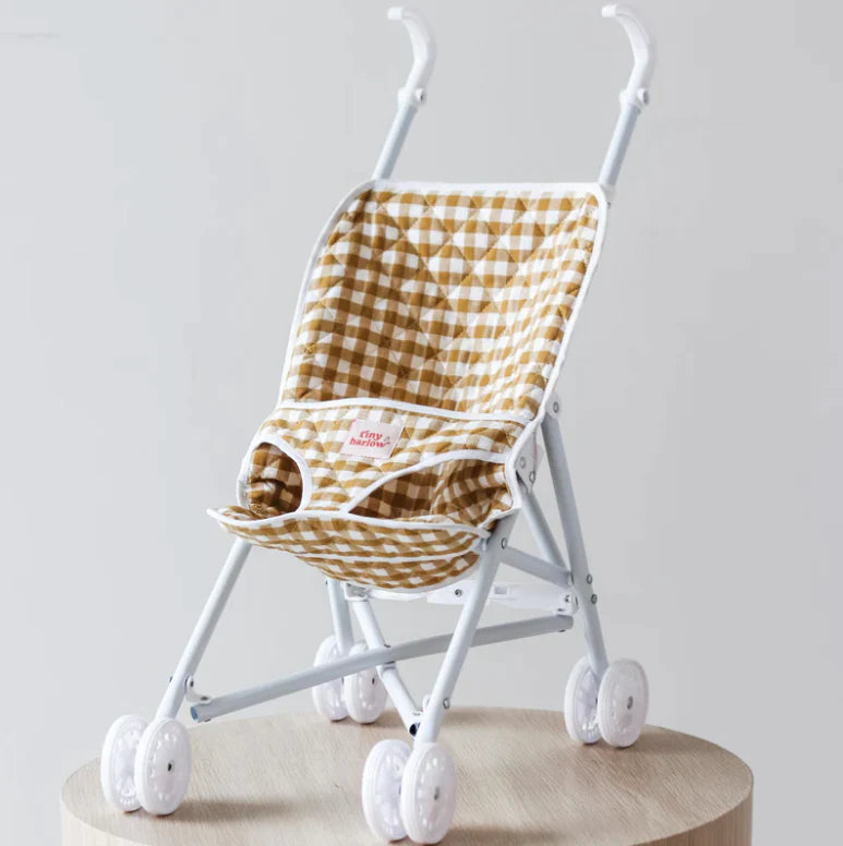 Dolls Stroller Mustard Gingham Tiny Harlow Playdreamers
