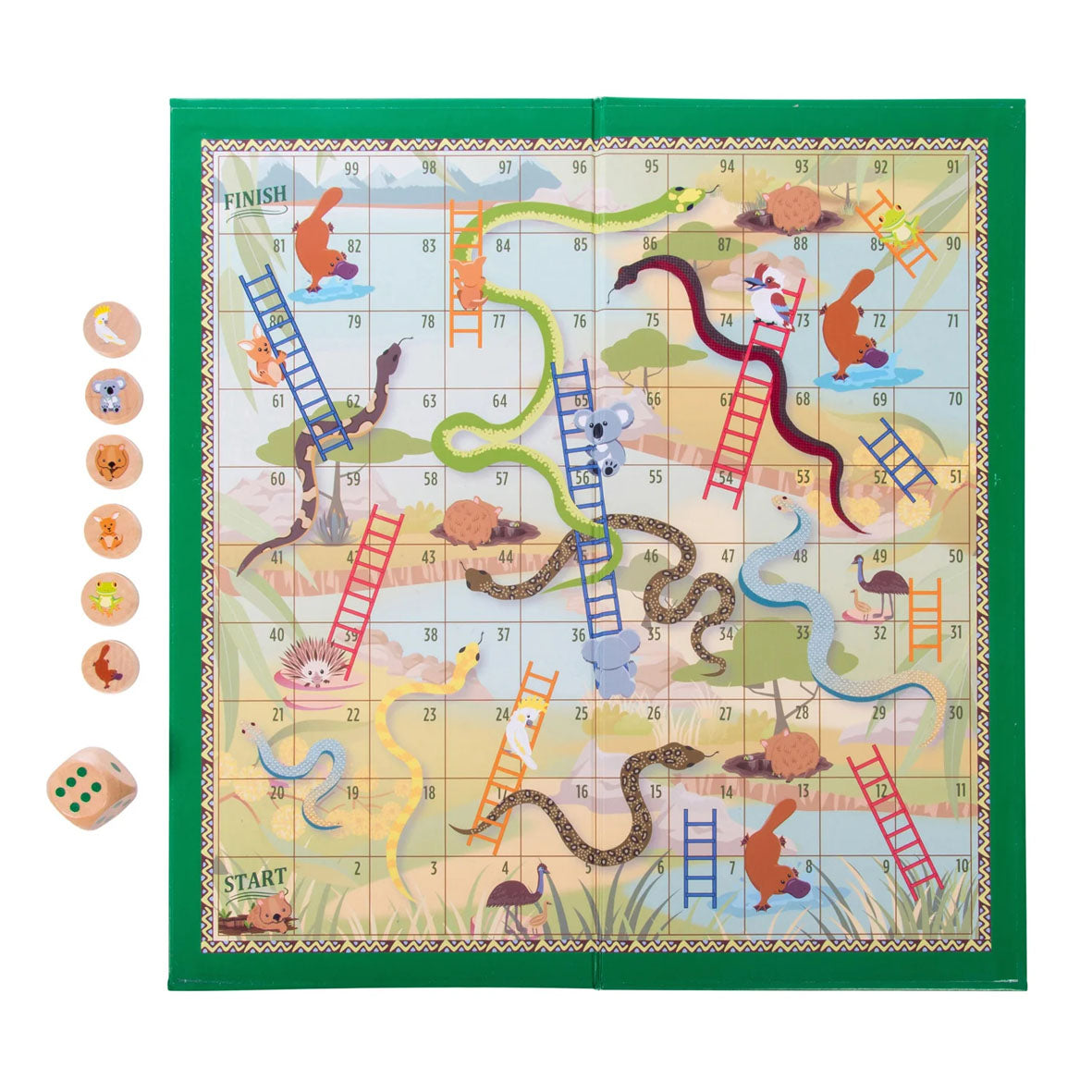 A children's aussie animals snakes and ladders board game from australian toy store playdreamers in forster nsw