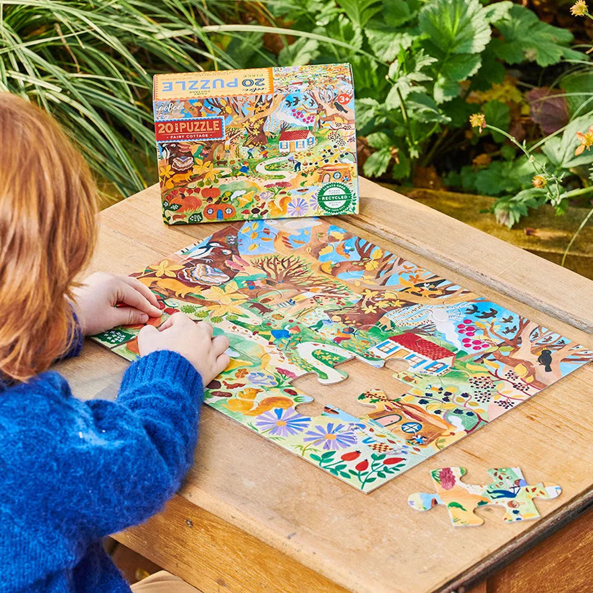 a colourful fairy cottage illustrated jigsaw puzzle by eeboo toys with 20 large durable and sturdy pieces for children ages 3 and 4 years old