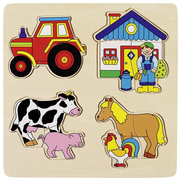 Wooden Farm Inlay Puzzle | Goki – Playdreamers