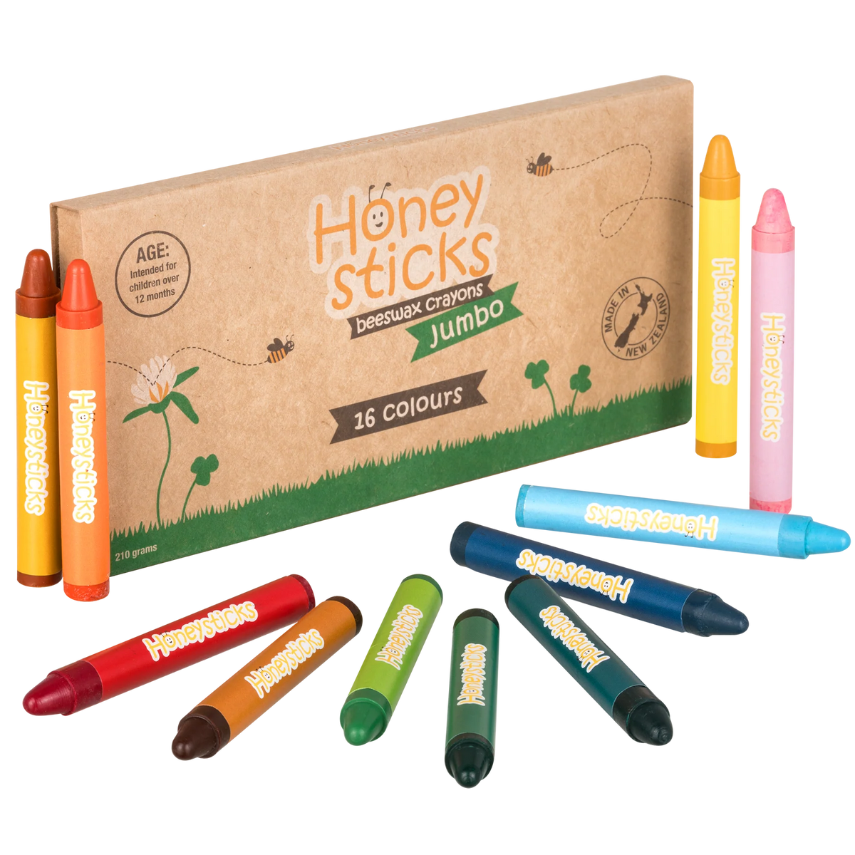Jumbo Beeswax Crayons 16 Pack Honeysticks Playdreamers
