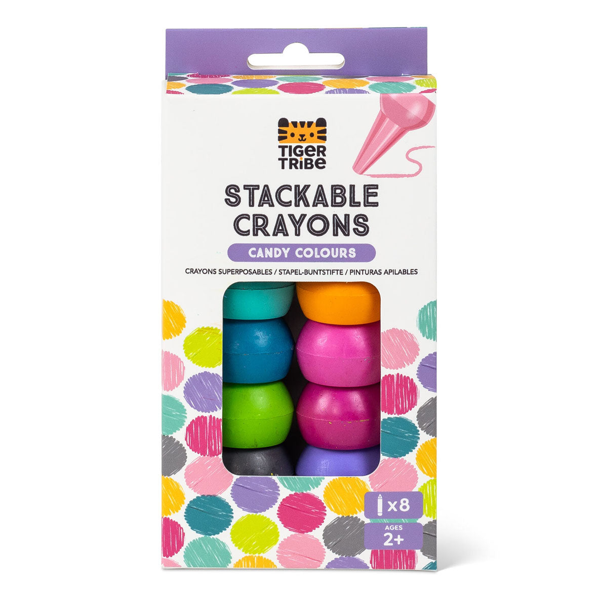tiger tribe candy coloured stackable crayons in box from australian toy store playdreamers on white background