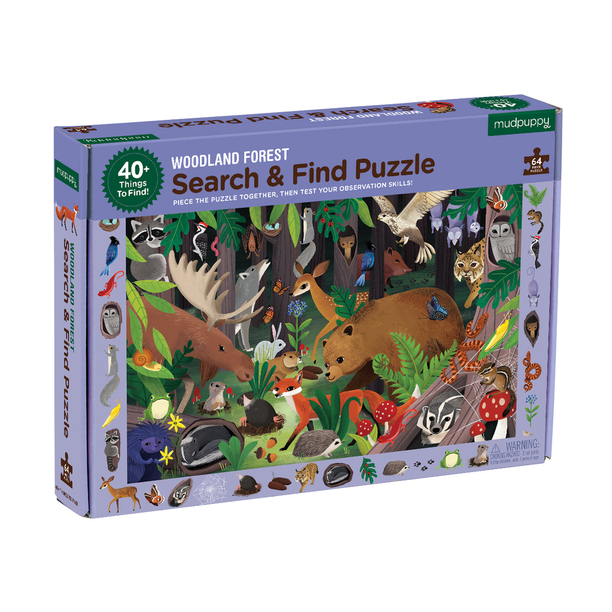 A 64 pc observation puzzle with woodland animals by Mudpuppy from Playdreamers Toy Store on the NSW Mid North Coast