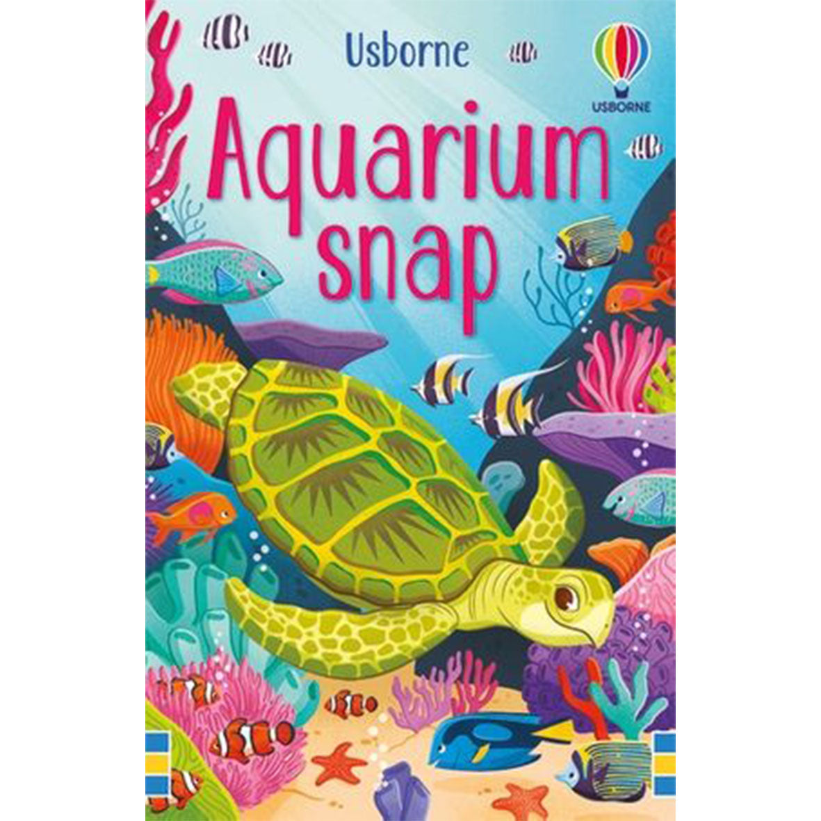 usborne toys aquarium snap card game box featuring a turtle and fish